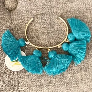 Turquoise / Teal *super cute* Tassel Cuff Bracelet